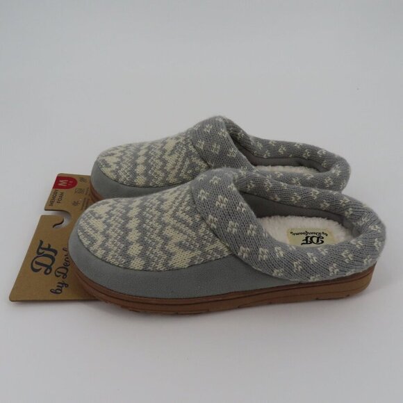 Dearfoams Medium 7-8 Gray Sweater Knit Indoor Outdoor Memory Foam Slippers NEW - Picture 4 of 13